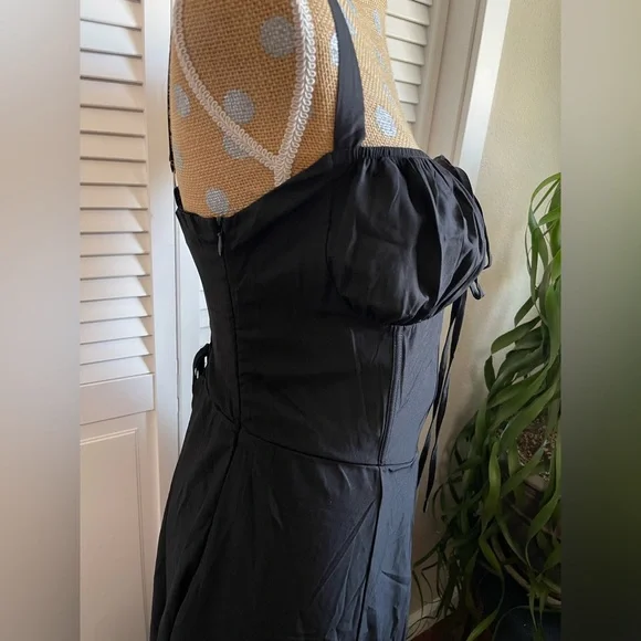 Arthea black corset lace back and tie front boning with zip XXL Dolls Kill - Picture 6 of 7